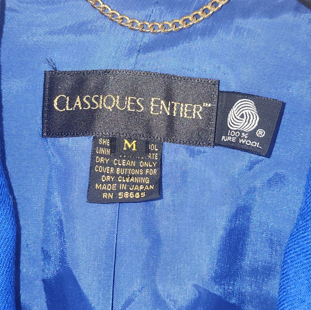 CLASSIQUES ENTIER blue wool blazer, size M, women's - Picture 5 of 5